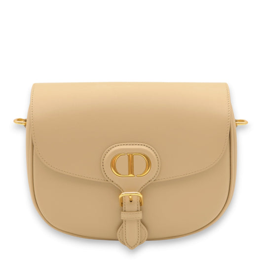 Bobby Medium Beige Crossbody Bag in Calfskin, Gold hardware