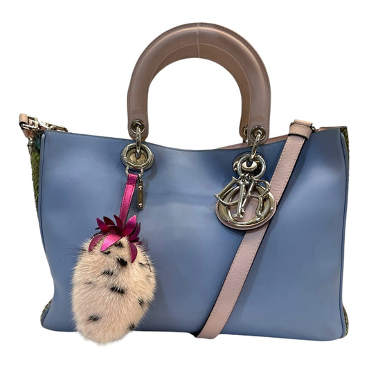 Christian Dior Baby Blue Leather/Python Medium Diorissimo Shopper Tote Bag