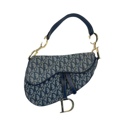 Christian Dior Blue Saddle Bag Oblique Jacquard Bag