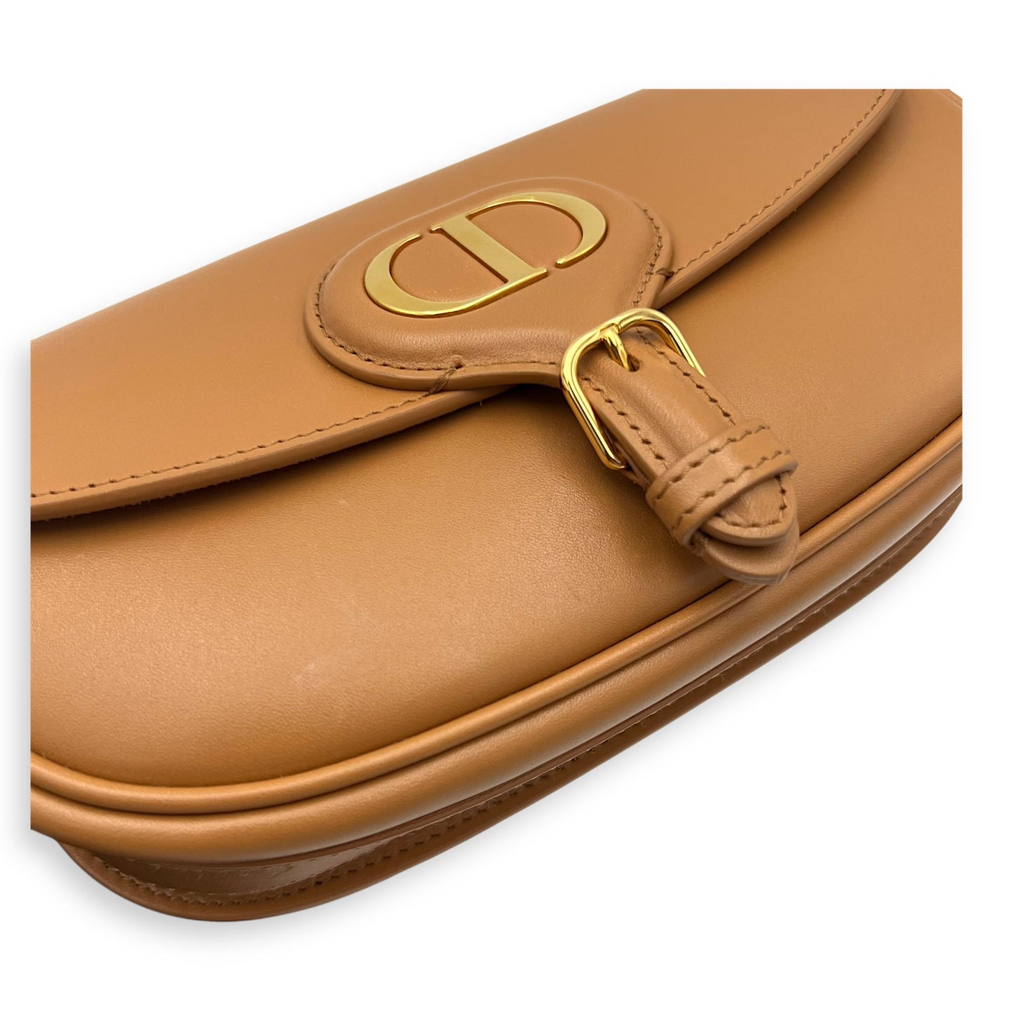 Bobby East West Brown Shoulder Bag in Calfskin, Gold hardware