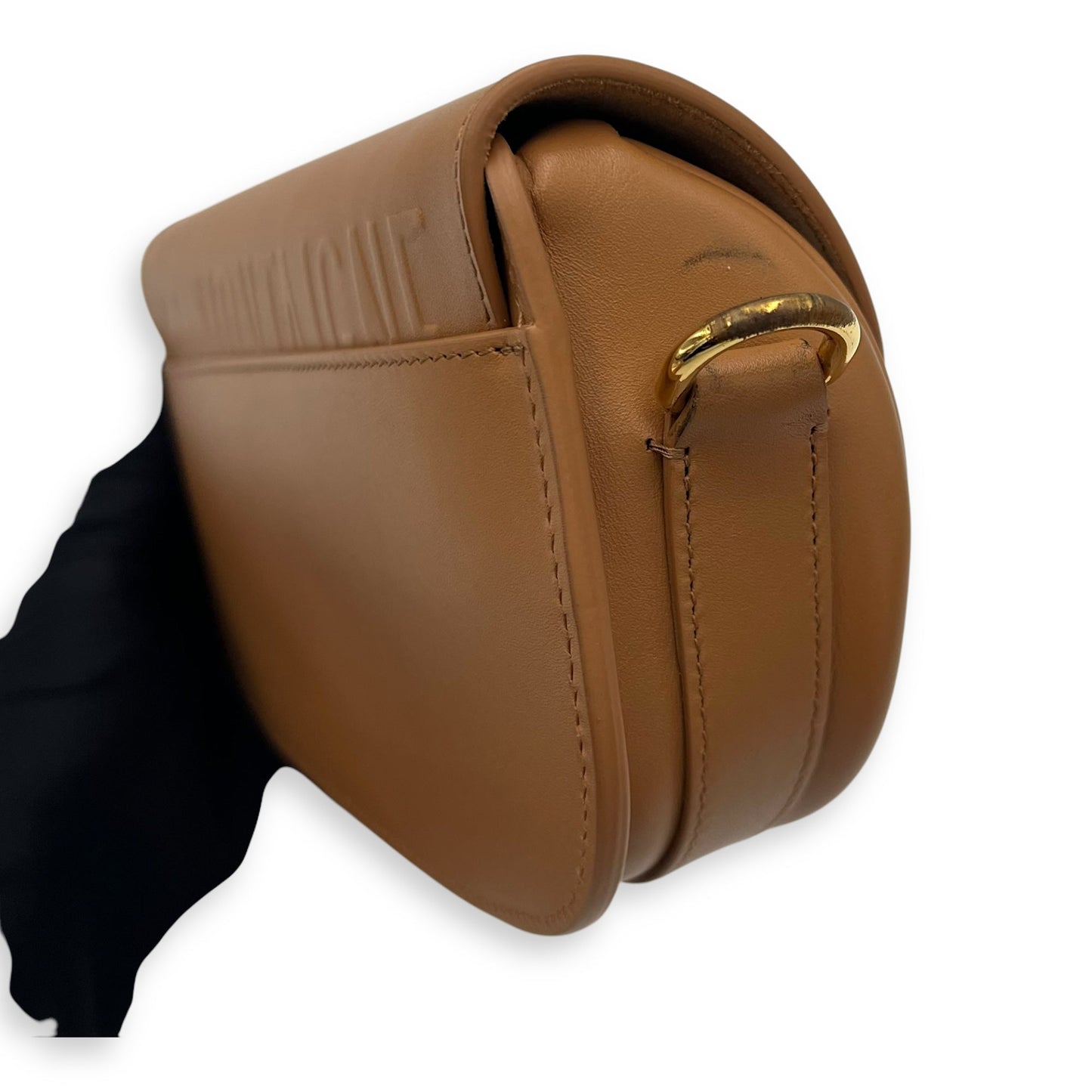 Bobby East West Brown Shoulder Bag in Calfskin, Gold hardware