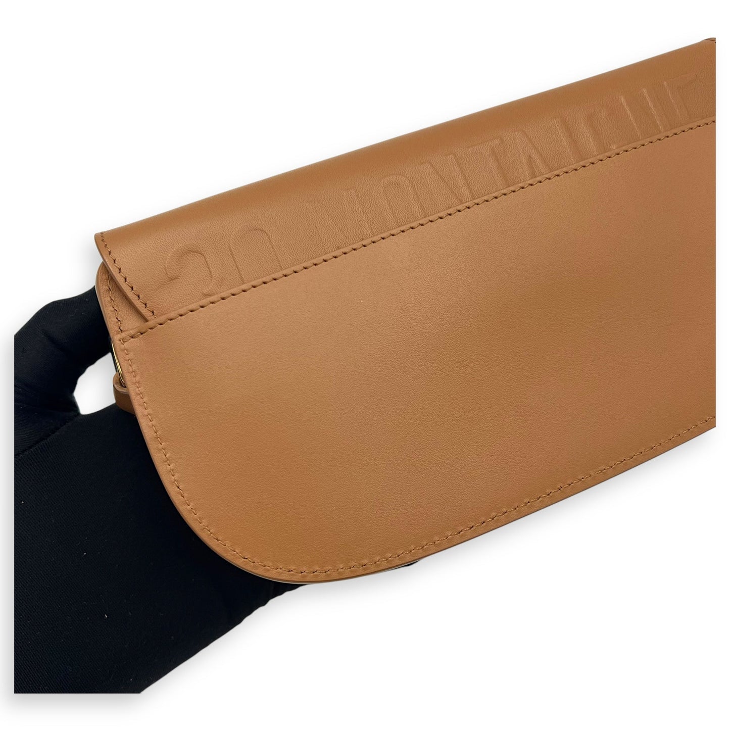Bobby East West Brown Shoulder Bag in Calfskin, Gold hardware