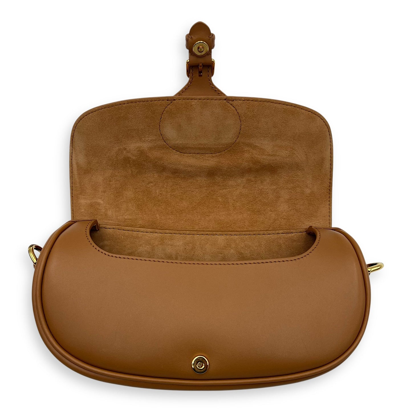 Bobby East West Brown Shoulder Bag in Calfskin, Gold hardware