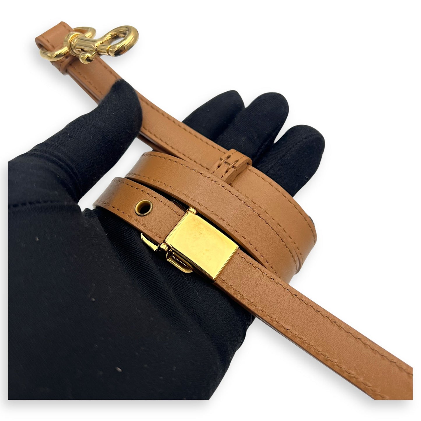 Bobby East West Brown Shoulder Bag in Calfskin, Gold hardware