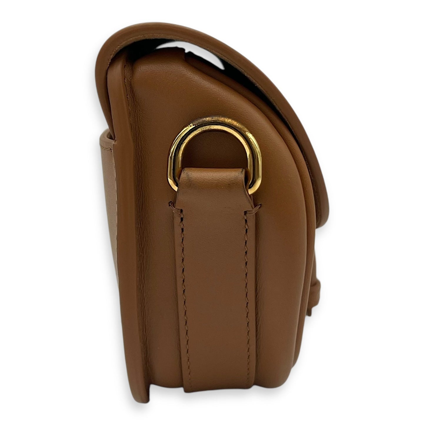 Bobby East West Brown Shoulder Bag in Calfskin, Gold hardware