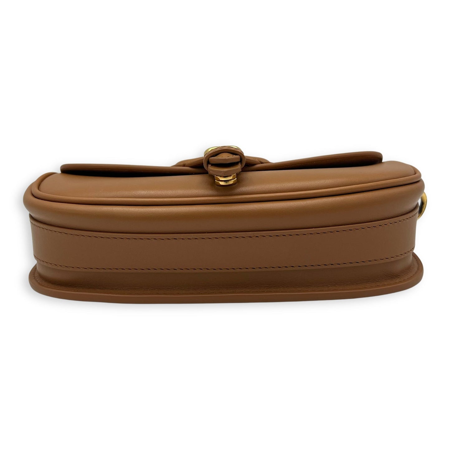 Bobby East West Brown Shoulder Bag in Calfskin, Gold hardware