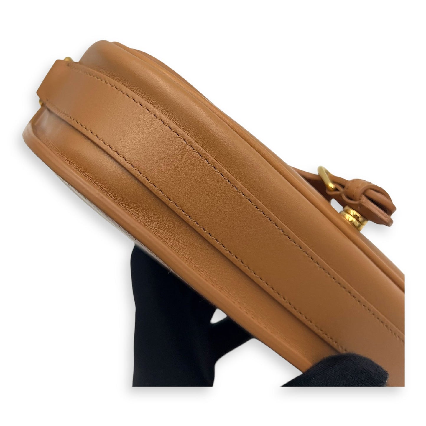 Bobby East West Brown Shoulder Bag in Calfskin, Gold hardware