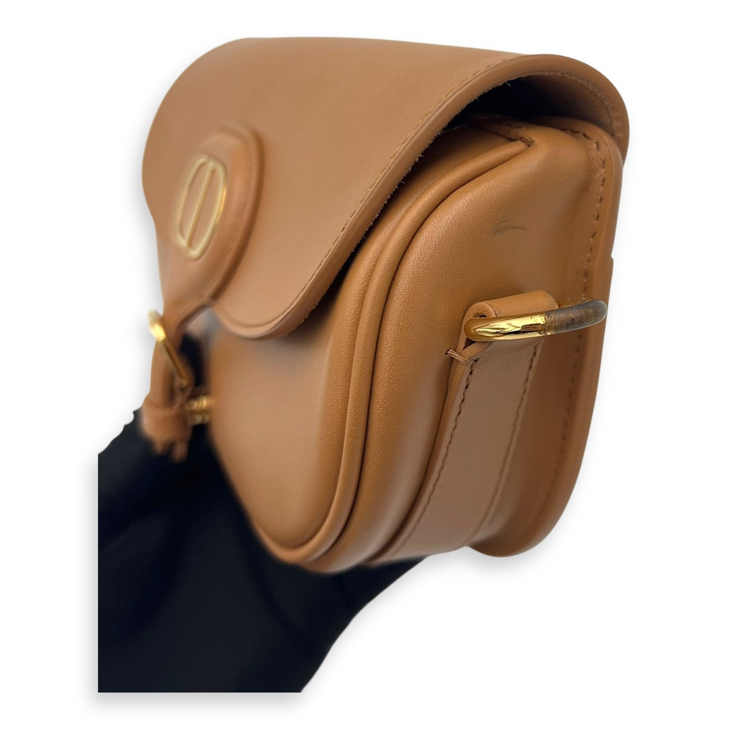 Bobby East West Brown Shoulder Bag in Calfskin, Gold hardware