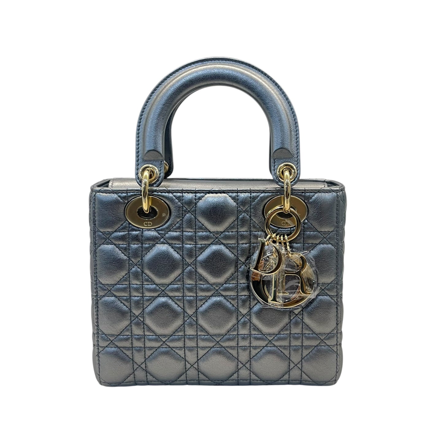Christian Dior Mini Lady Dior  Metallic Grey Cannage Bag