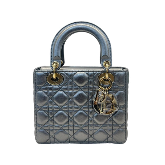 Christian Dior Mini Lady Dior  Metallic Grey Cannage Bag