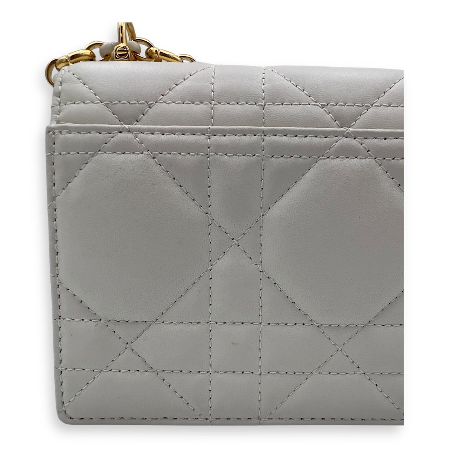 Miss Caro White Crossbody Bag in Calfskin, Gold hardware