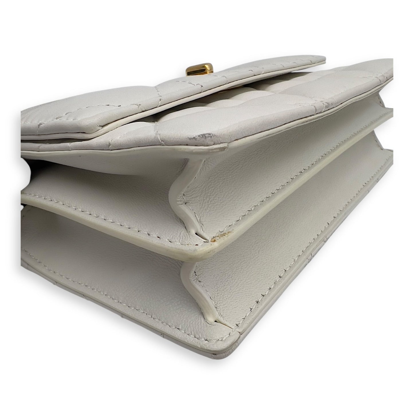 Miss Caro White Crossbody Bag in Calfskin, Gold hardware