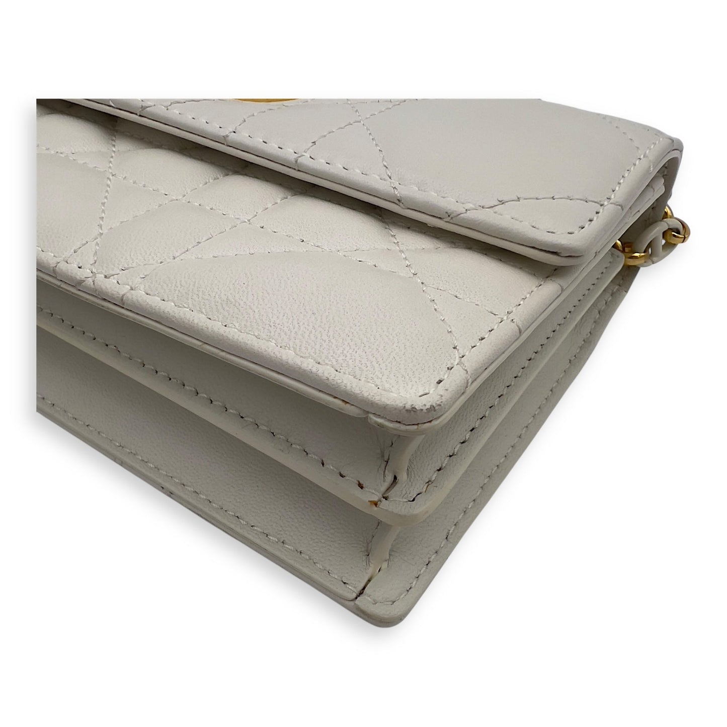 Miss Caro White Crossbody Bag in Calfskin, Gold hardware
