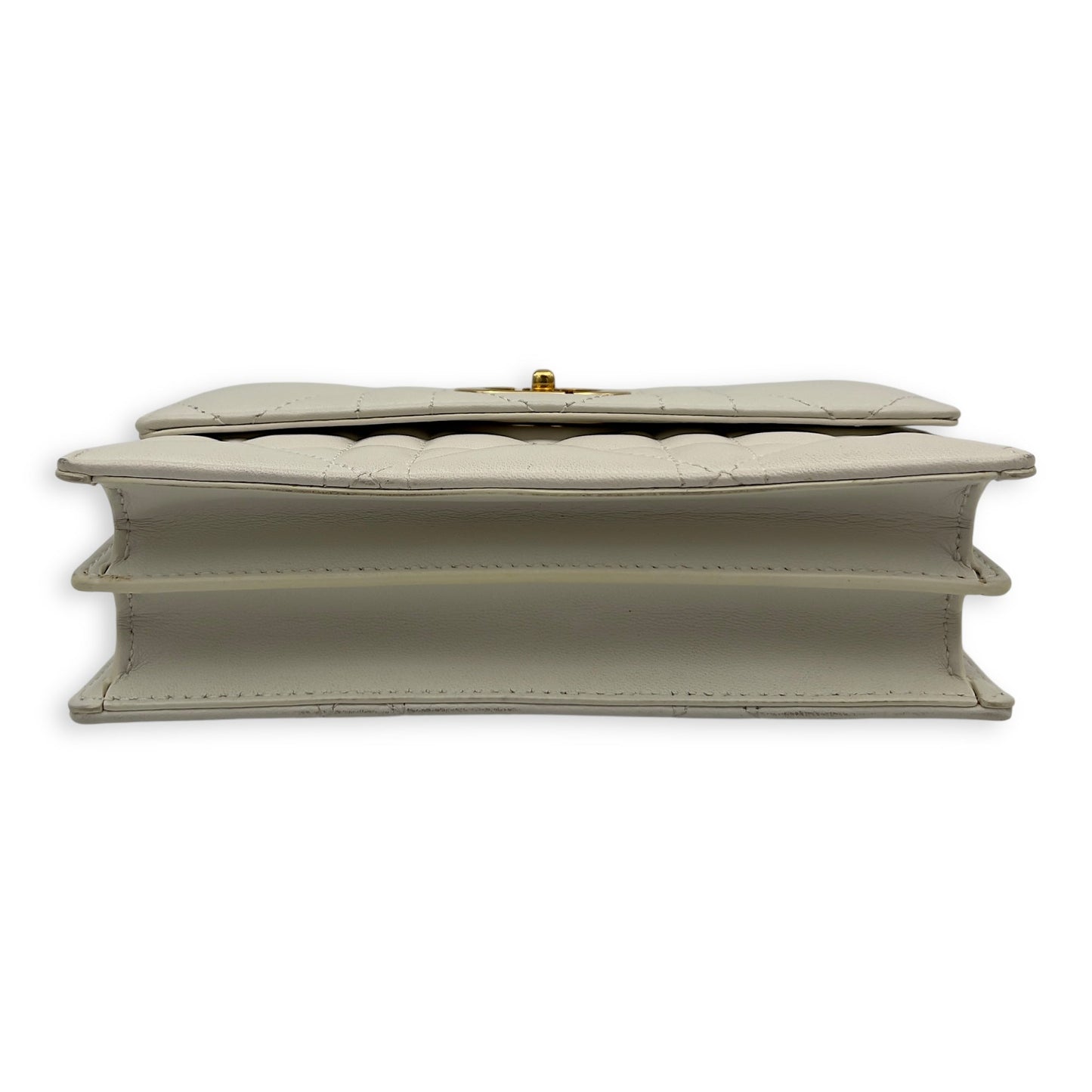 Miss Caro White Crossbody Bag in Calfskin, Gold hardware