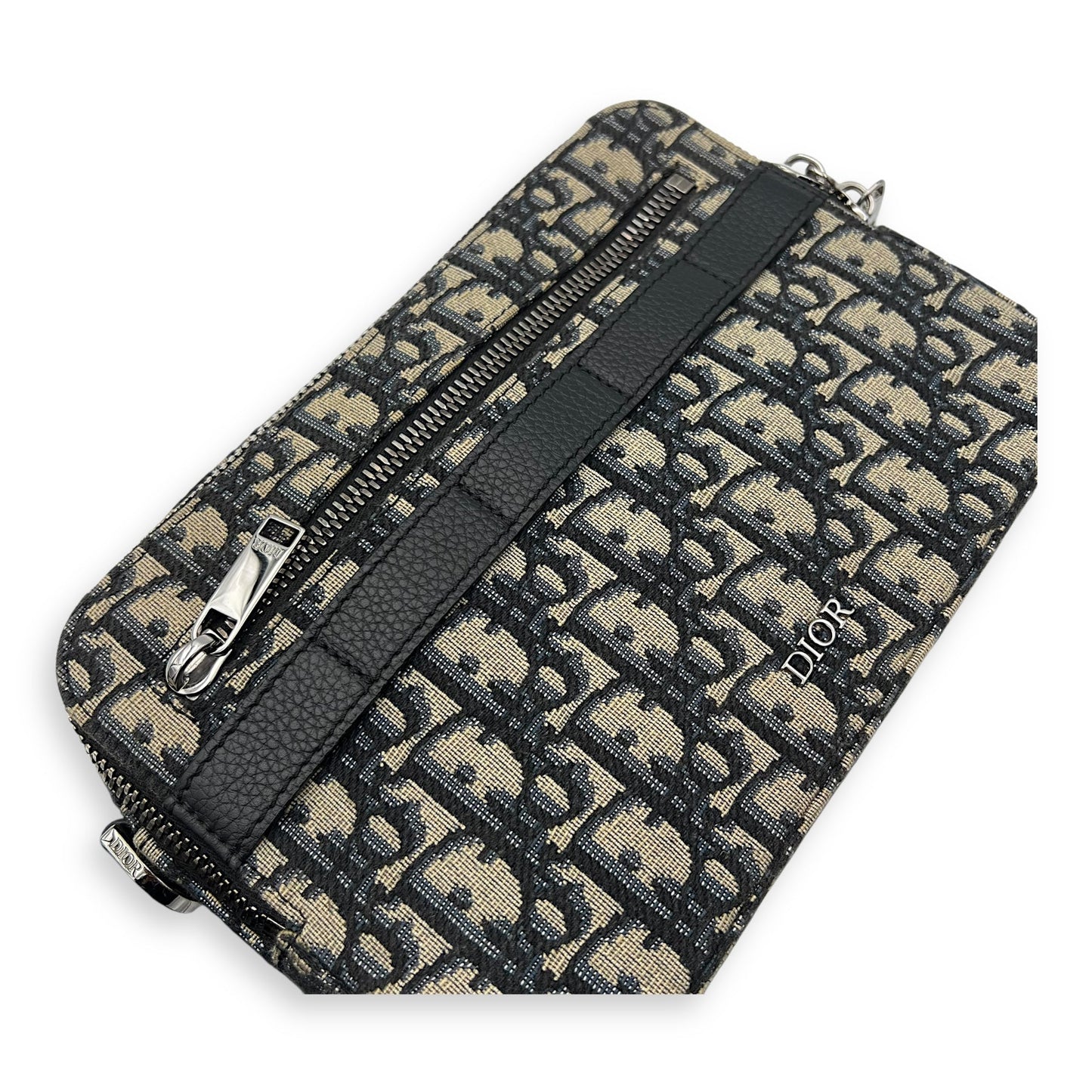 Safari Blue Crossbody Bag in Jacquard, Silver hardware