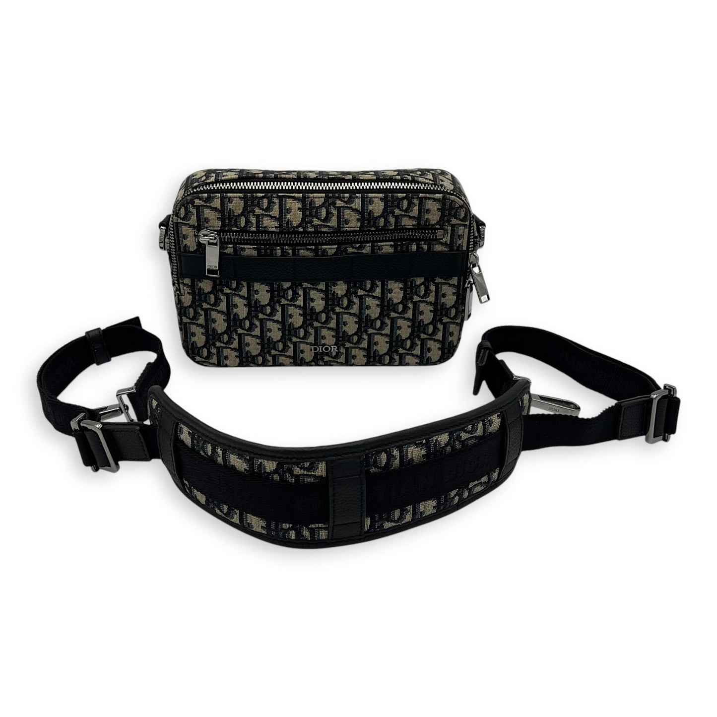 Safari Blue Crossbody Bag in Jacquard, Silver hardware