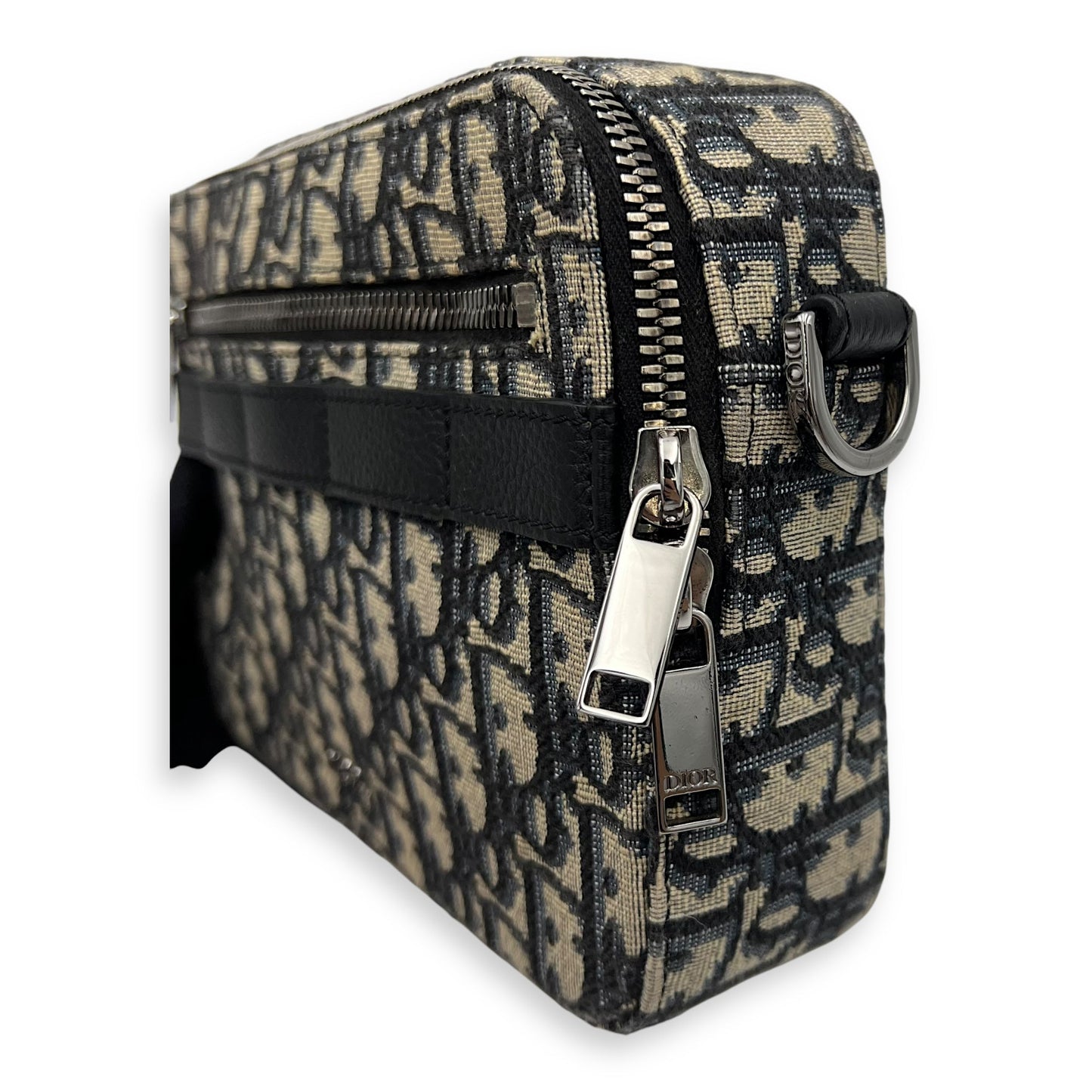 Safari Blue Crossbody Bag in Jacquard, Silver hardware