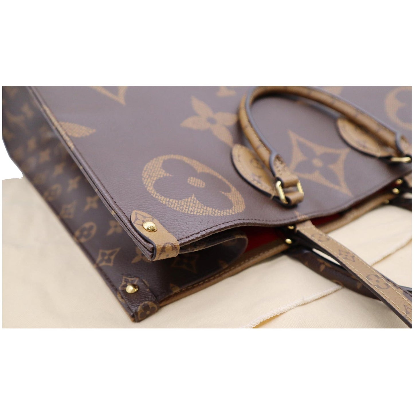 LOUIS VUITTON Onthego GM Reverse Monogram Canvas Tote Shoulder Bag Brown