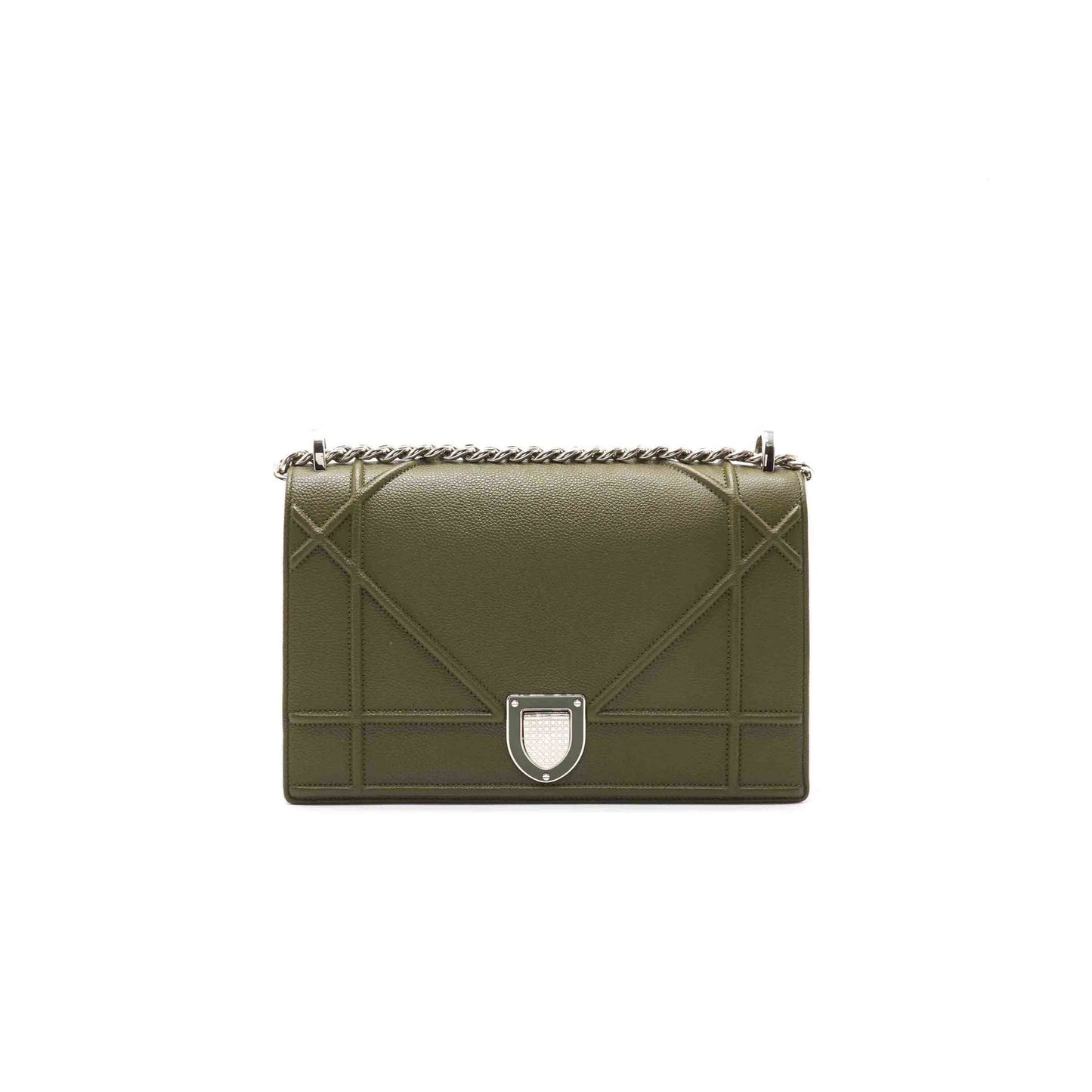 Dior Olive Leather Medium Diorama Shoulder Bag