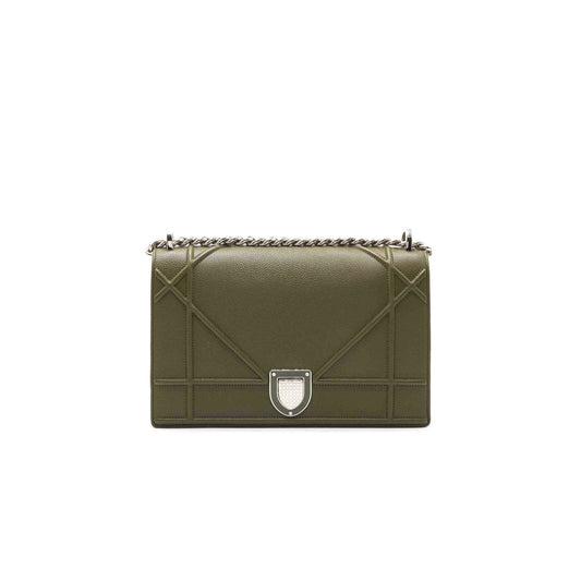 Dior Olive Leather Medium Diorama Shoulder Bag