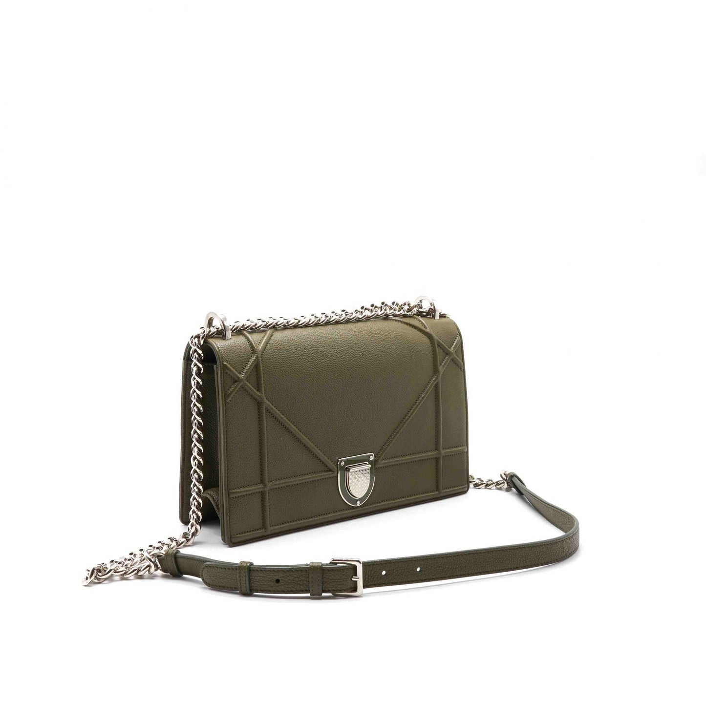 Dior Olive Leather Medium Diorama Shoulder Bag