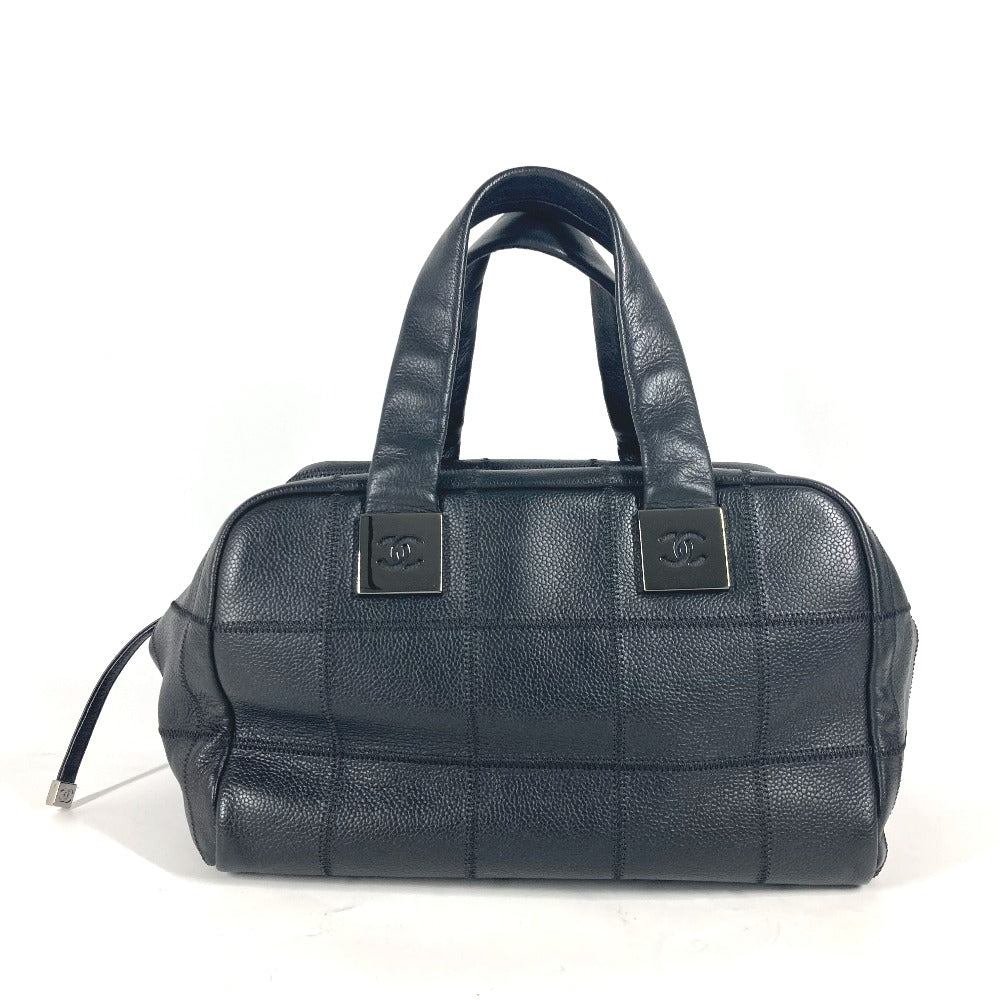 CHANEL Boston Duffel bag leather black CC COCO Mark Shoulder Bag Chocolate bar Women Used