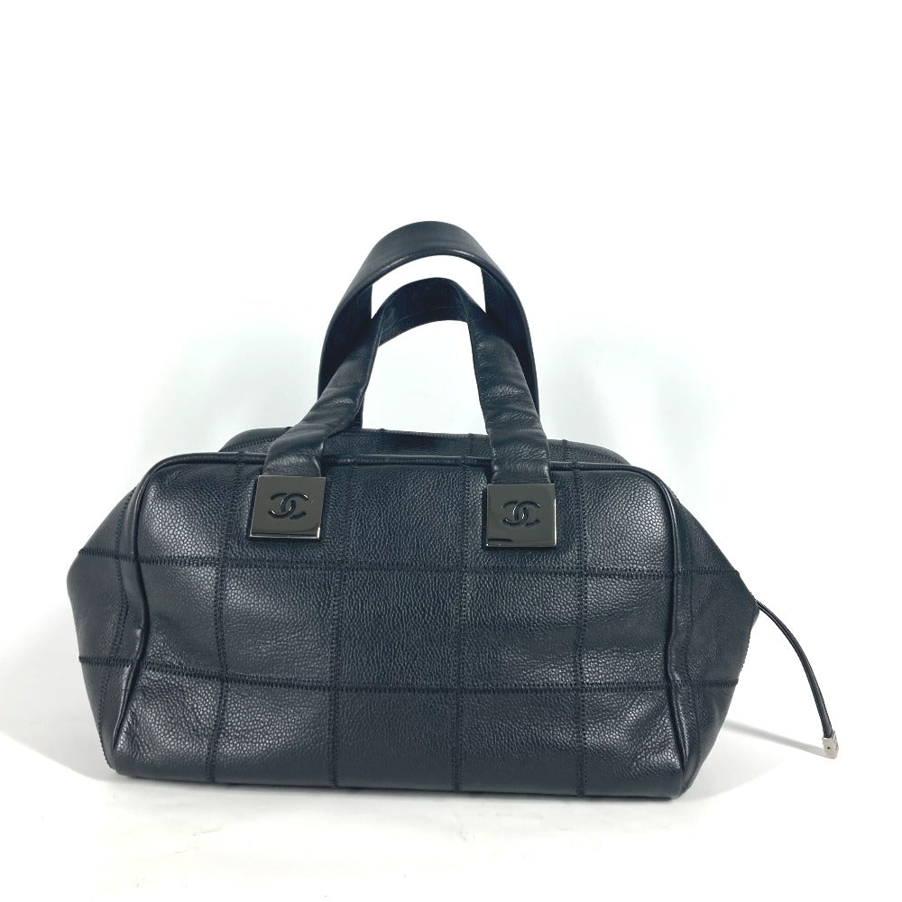CHANEL Boston Duffel bag leather black CC COCO Mark Shoulder Bag Chocolate bar Women Used