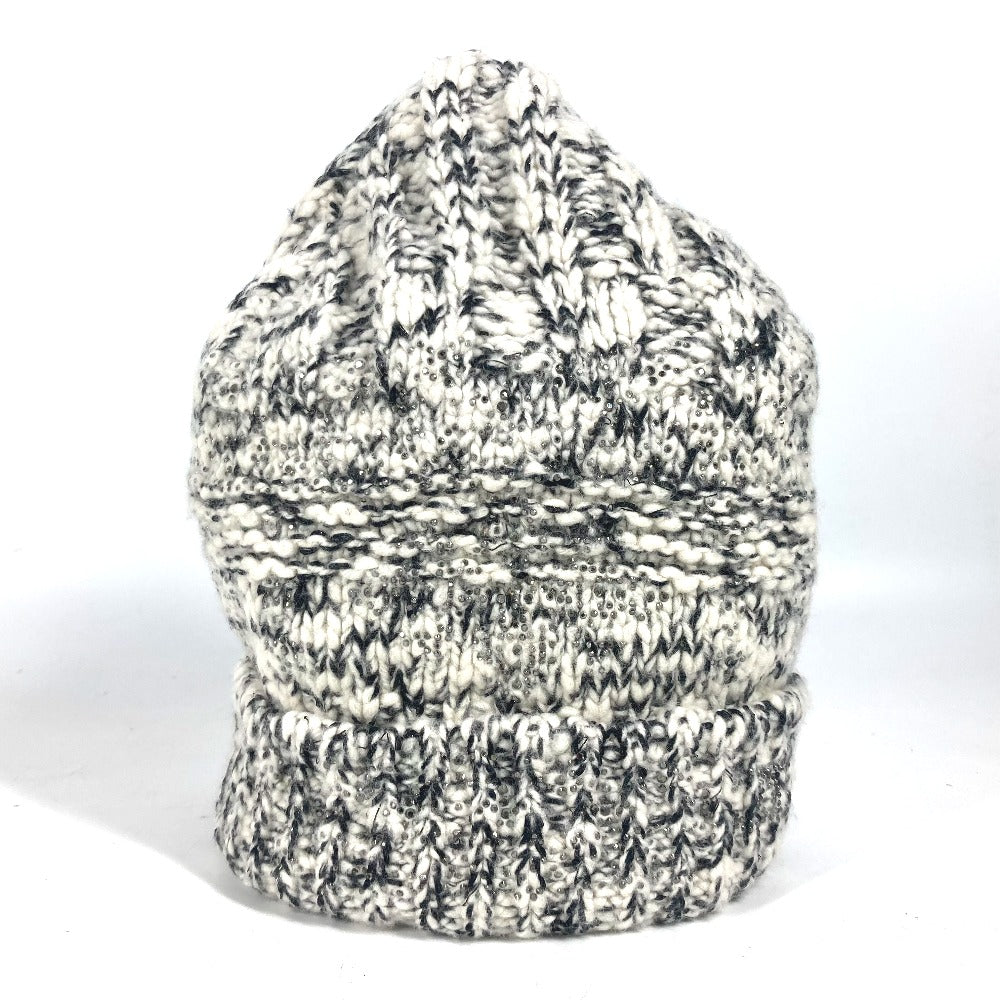 CHANEL Knit hat Wool / cashmere black Rhinestone