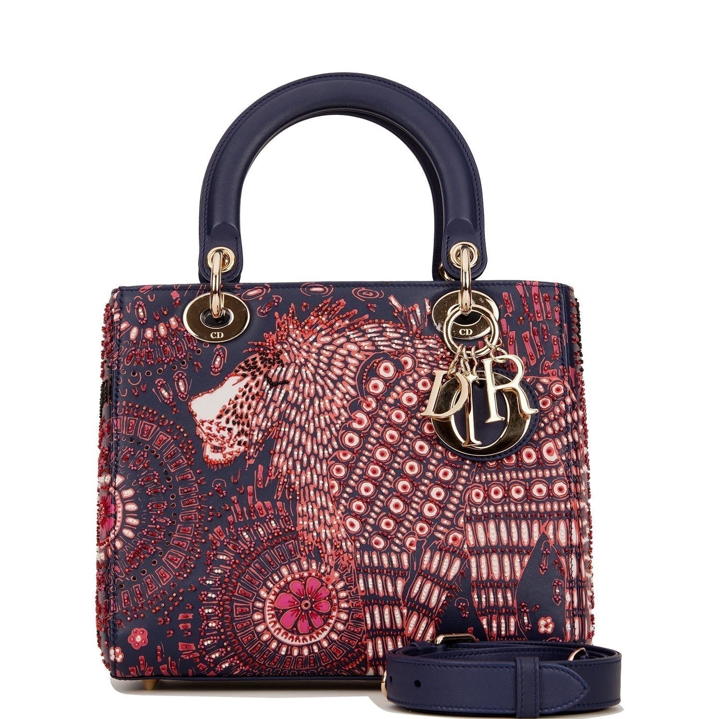 Christian Dior MeDior Tote Navy Beaded Leather Gold Hardware