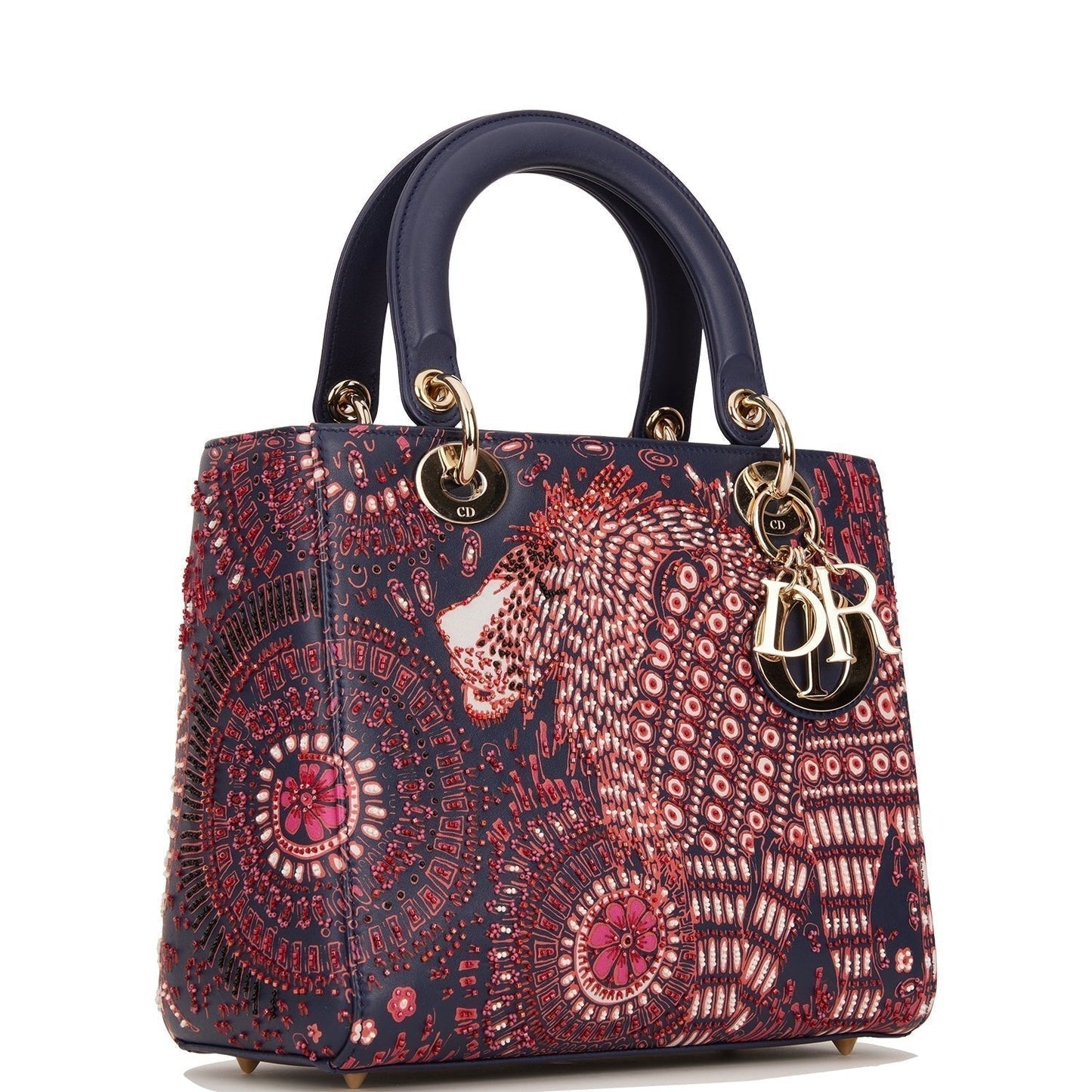 Christian Dior MeDior Tote Navy Beaded Leather Gold Hardware