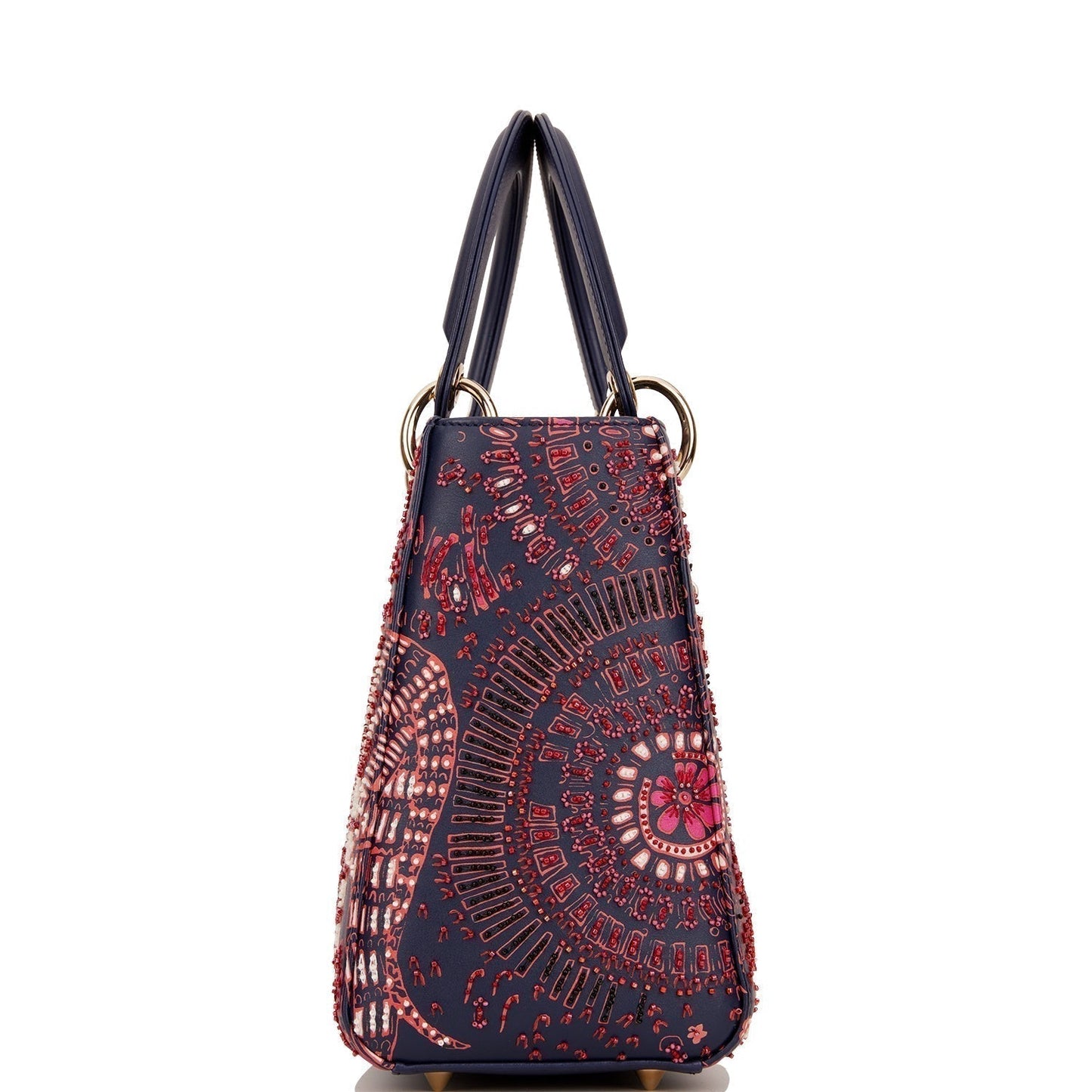 Christian Dior MeDior Tote Navy Beaded Leather Gold Hardware