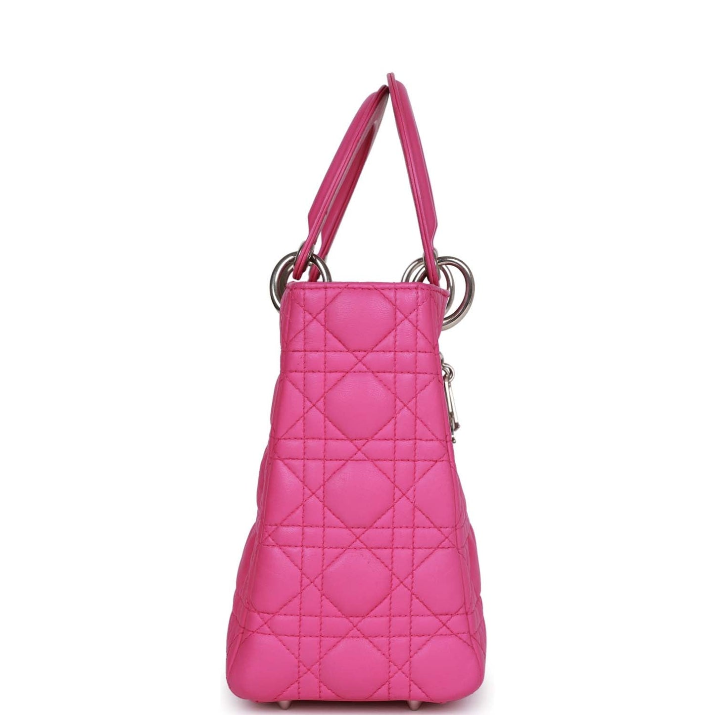 Christian Dior Medium Lady Dior Tote Fuchsia Lambskin Silver Hardware