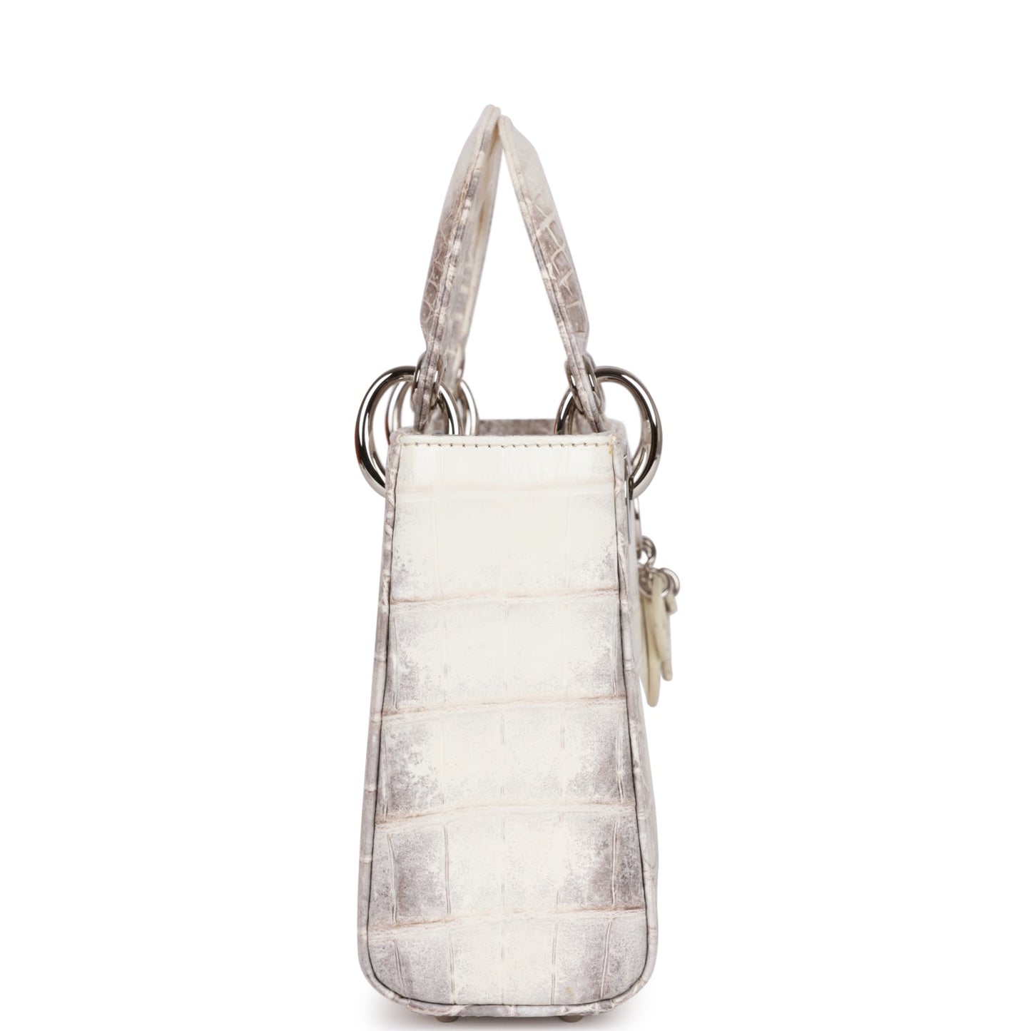 Christian Dior Small Lady Dior Tote White Himalaya Crocodile Silver Hardware