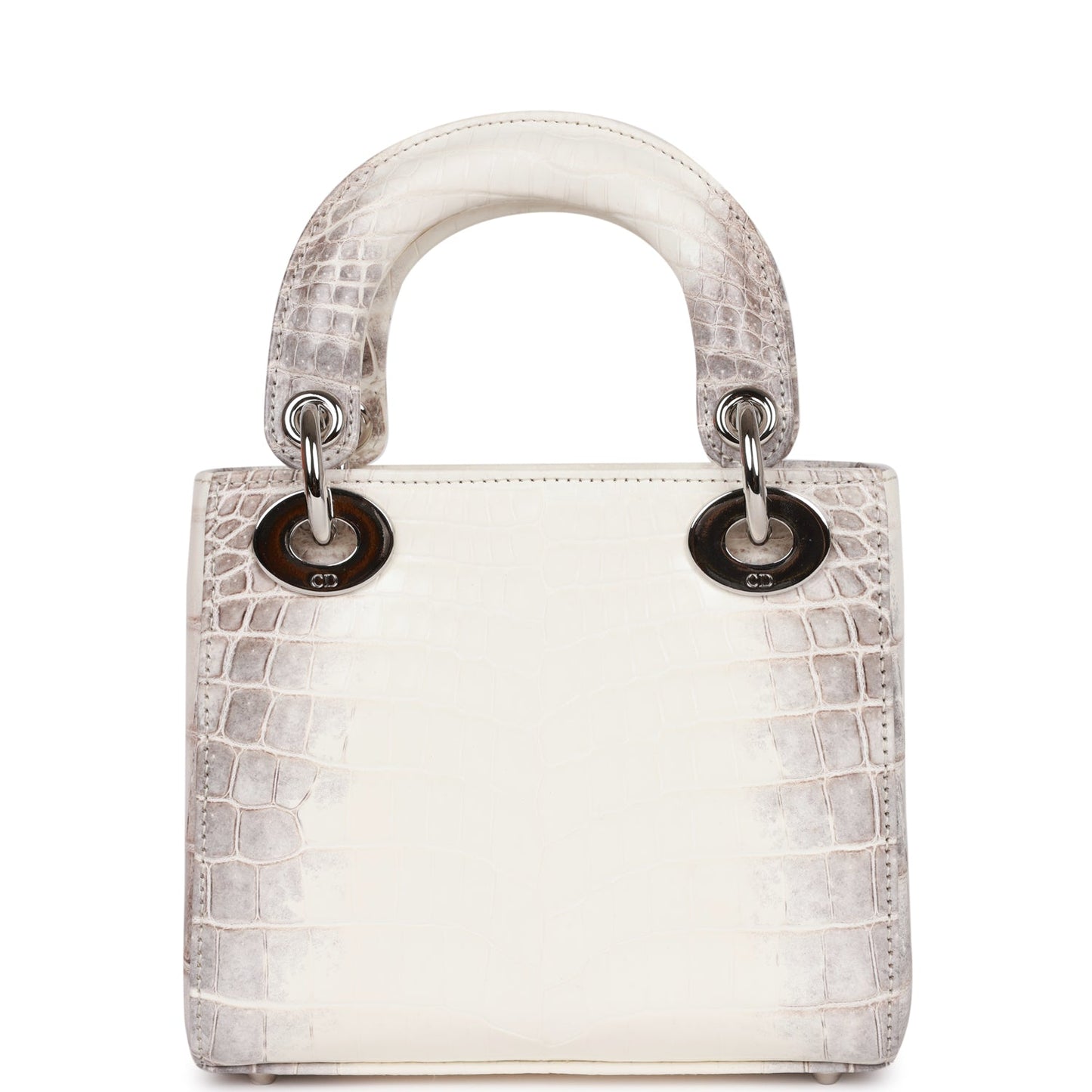 Christian Dior Small Lady Dior Tote White Himalaya Crocodile Silver Hardware
