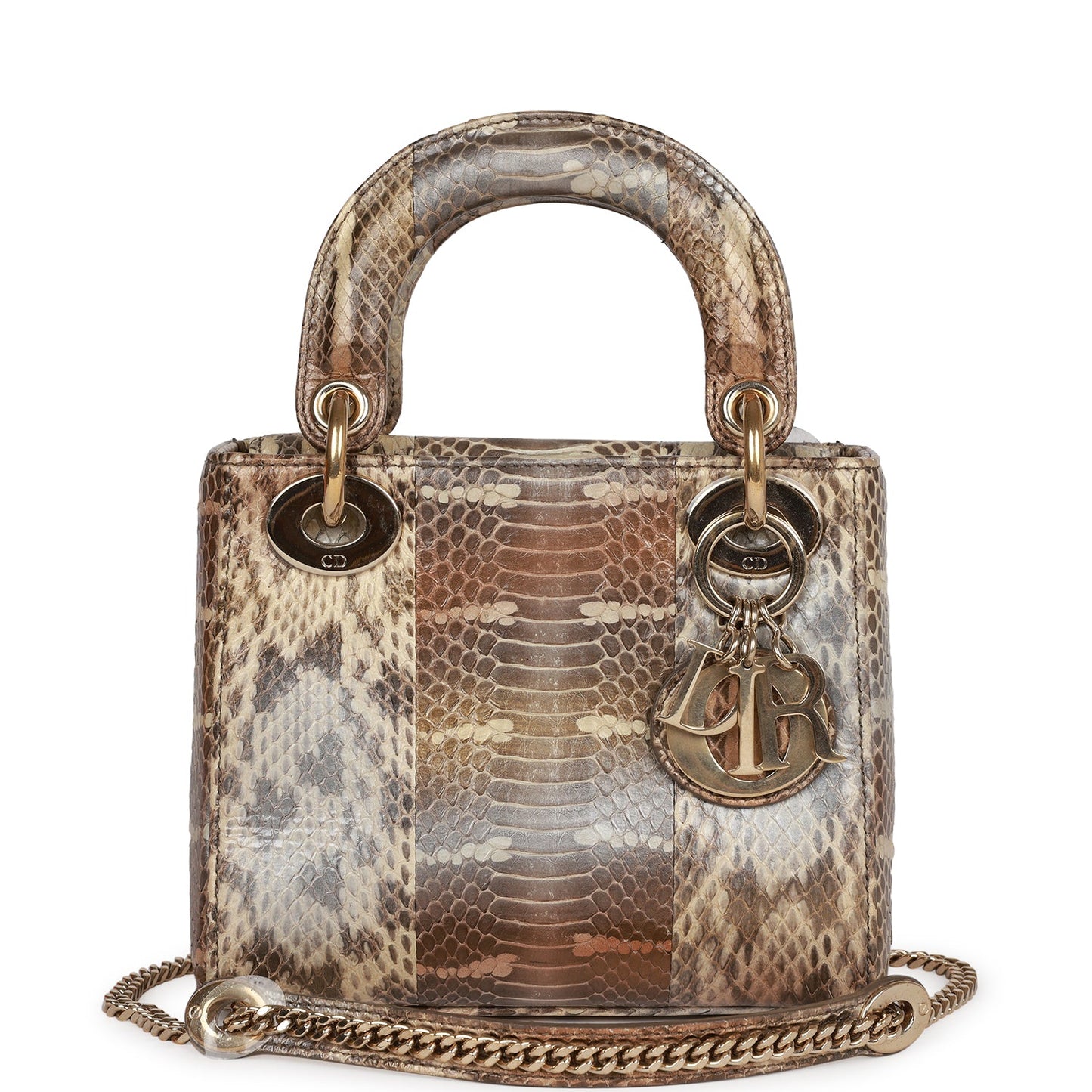 Christian Dior Mini Lady Dior Tote Python Gold Hardware