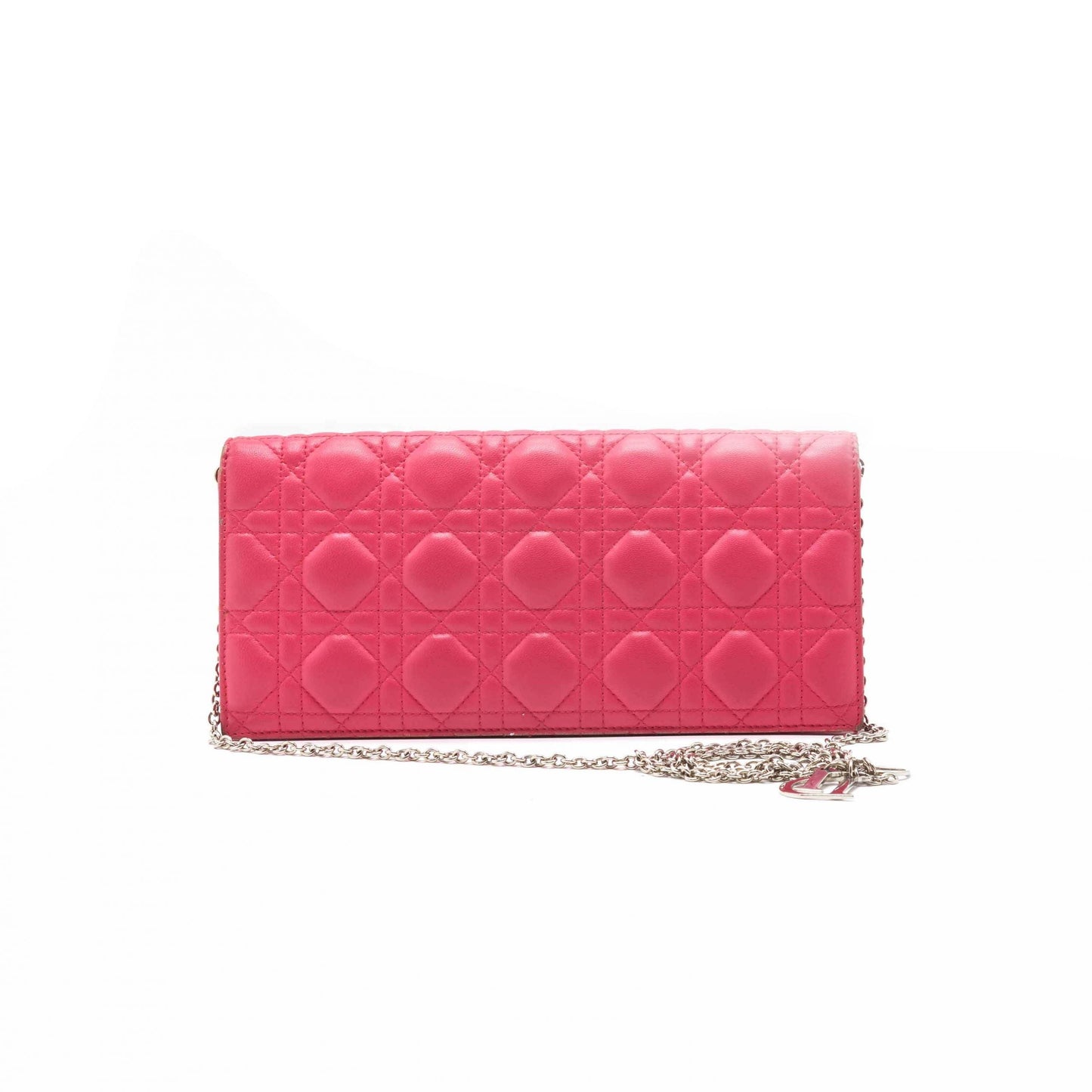 Dior Pink Cannage Quilted Leather Lady Dior Chain Clutch