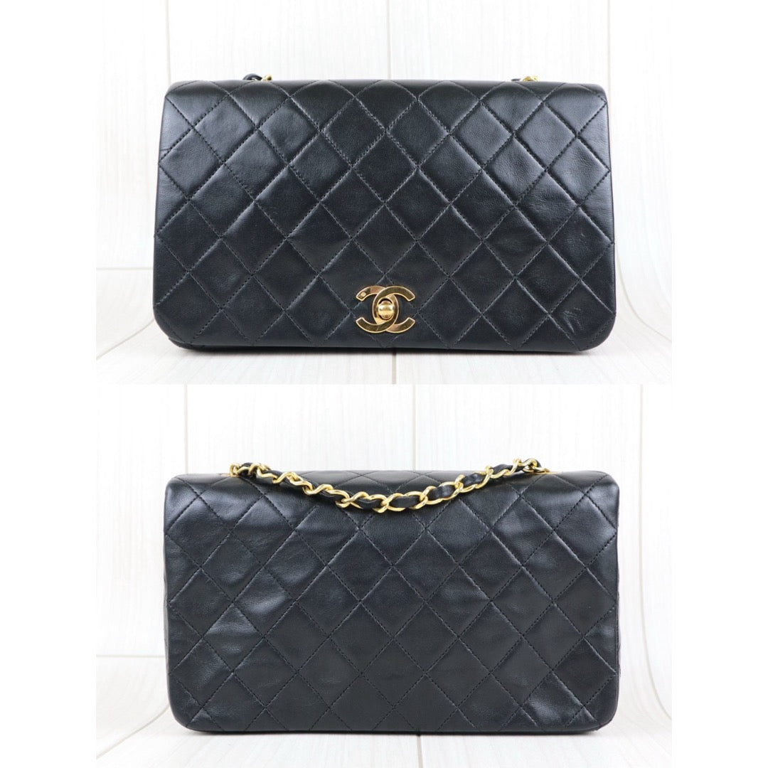 Good ( Rank AB)｜ CHANEL Matrasse  Lamb Skin Flap 23 Chain Bag Black Made in 1989-1991 Year｜J25060507