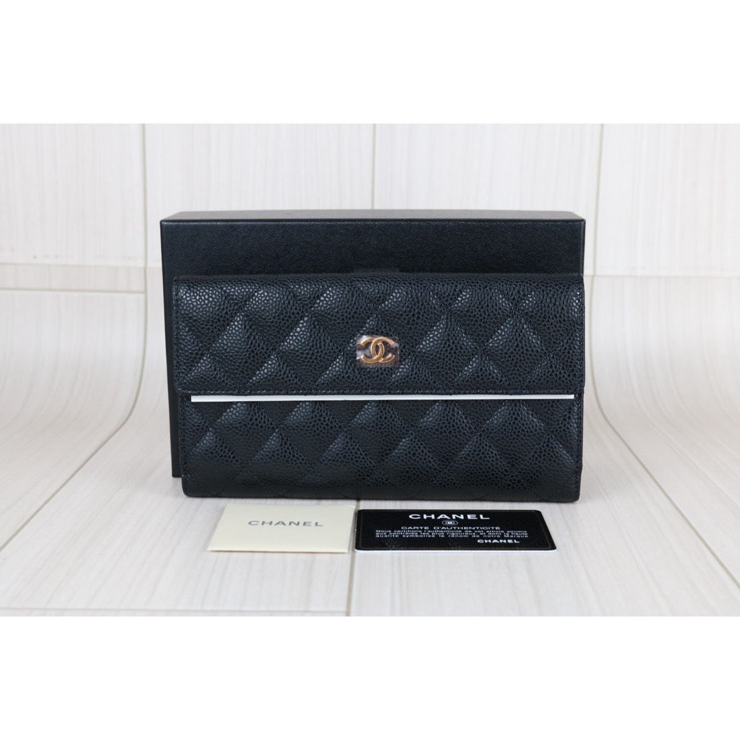 Excellent（Rank SA）｜CHANEL Caviar Skin Black Long Wallet Made In 2013- 2014Year｜X25051208