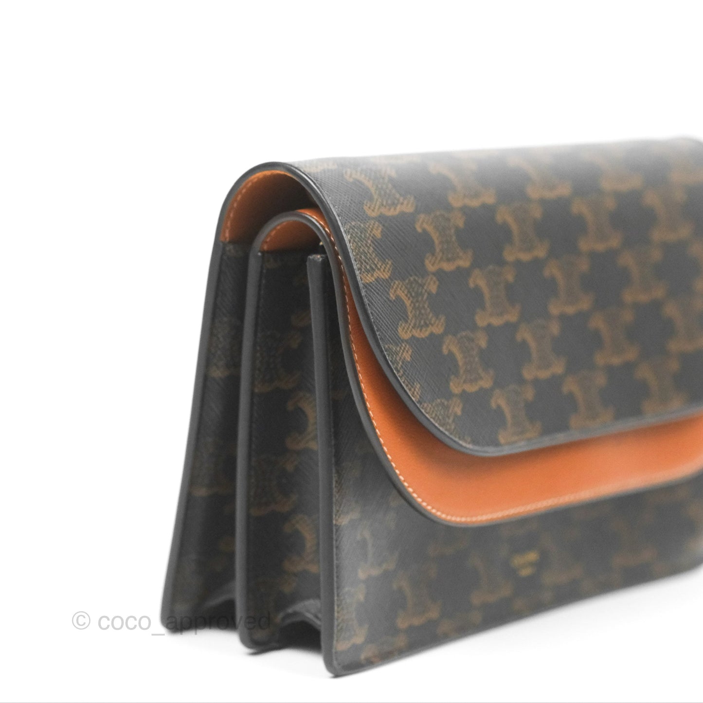 Celine Wallet On Strap Triomphe Canvas Tan Lambskin