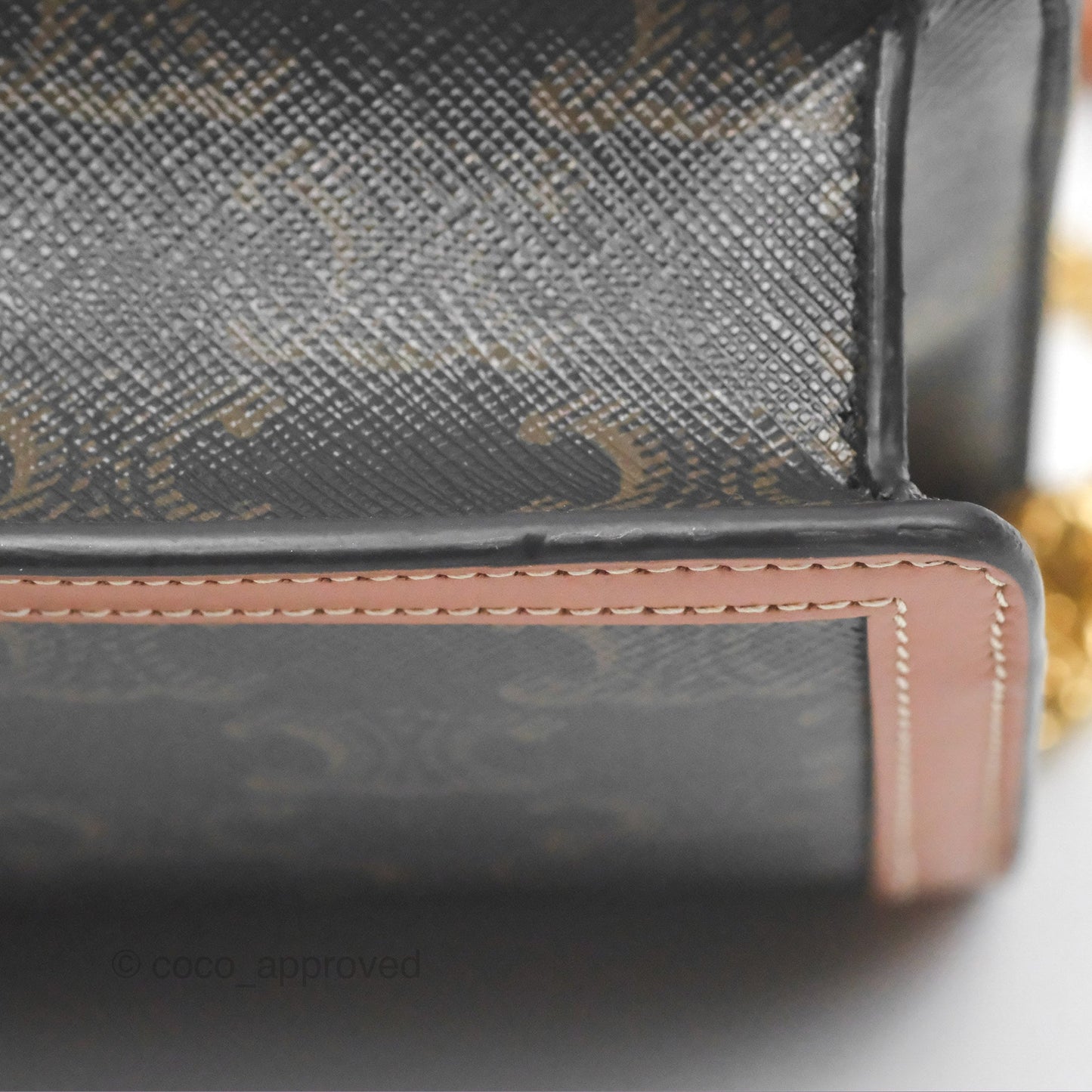 Celine Triomphe Wallet On Chain Canvas Tan Calfskin