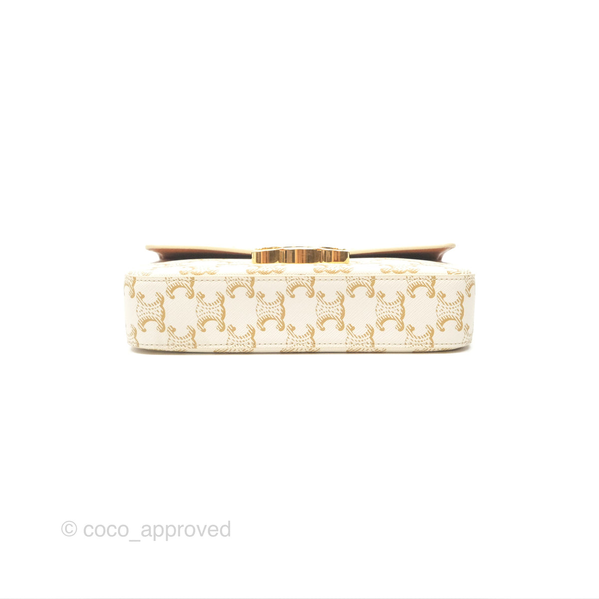Celine Triomphe Shoulder Bag White Calfskin Triomphe Canvas