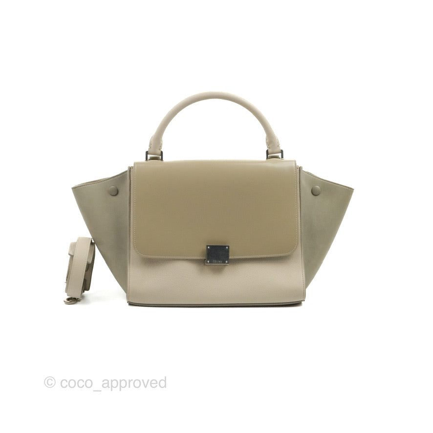 Celine Small Sleek Trapeze Beige Calfskin/Patent