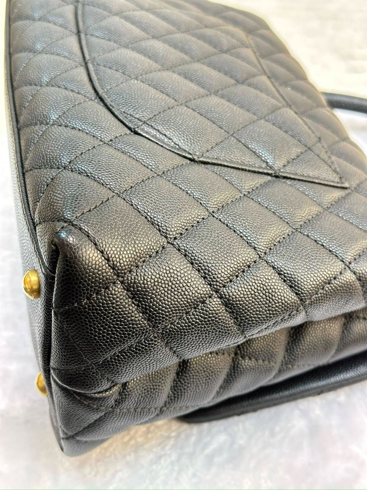 Chanel Medium Caviar Quilted Coco Handle Flap Black GHW