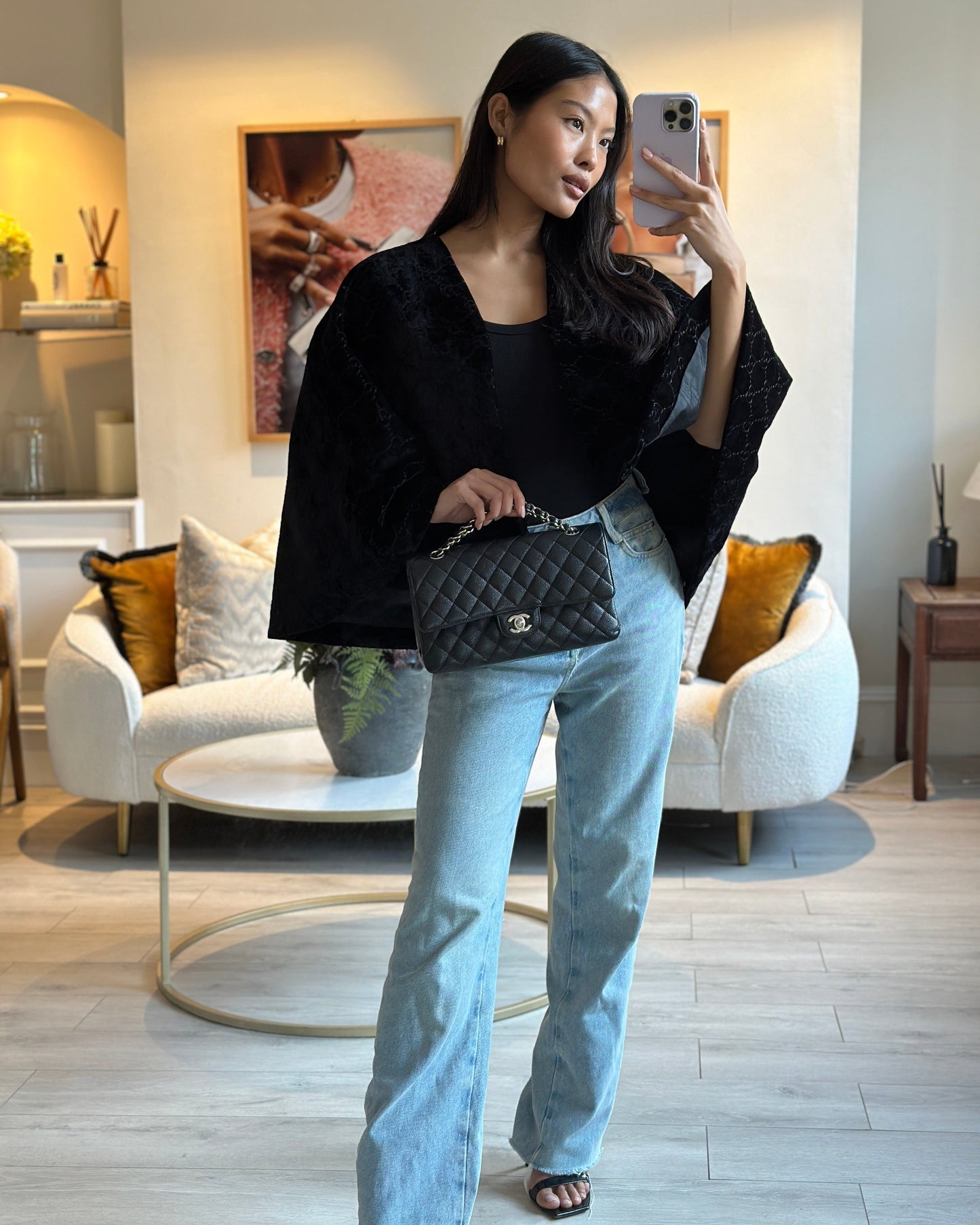 *HOT* Chanel Medium Black Classic Double Flap Bag in Caviar Leather with Silver Hardware