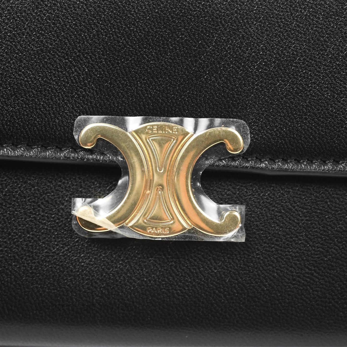 Celine Large Wallet Triomphe in Shiny Calfskin Black Gold Hardware