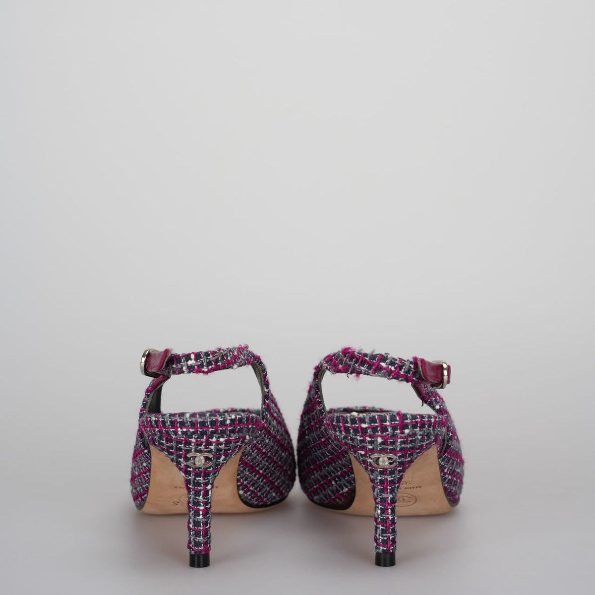 Chanel purple Tweed Slingback Heels Sandals 35.5