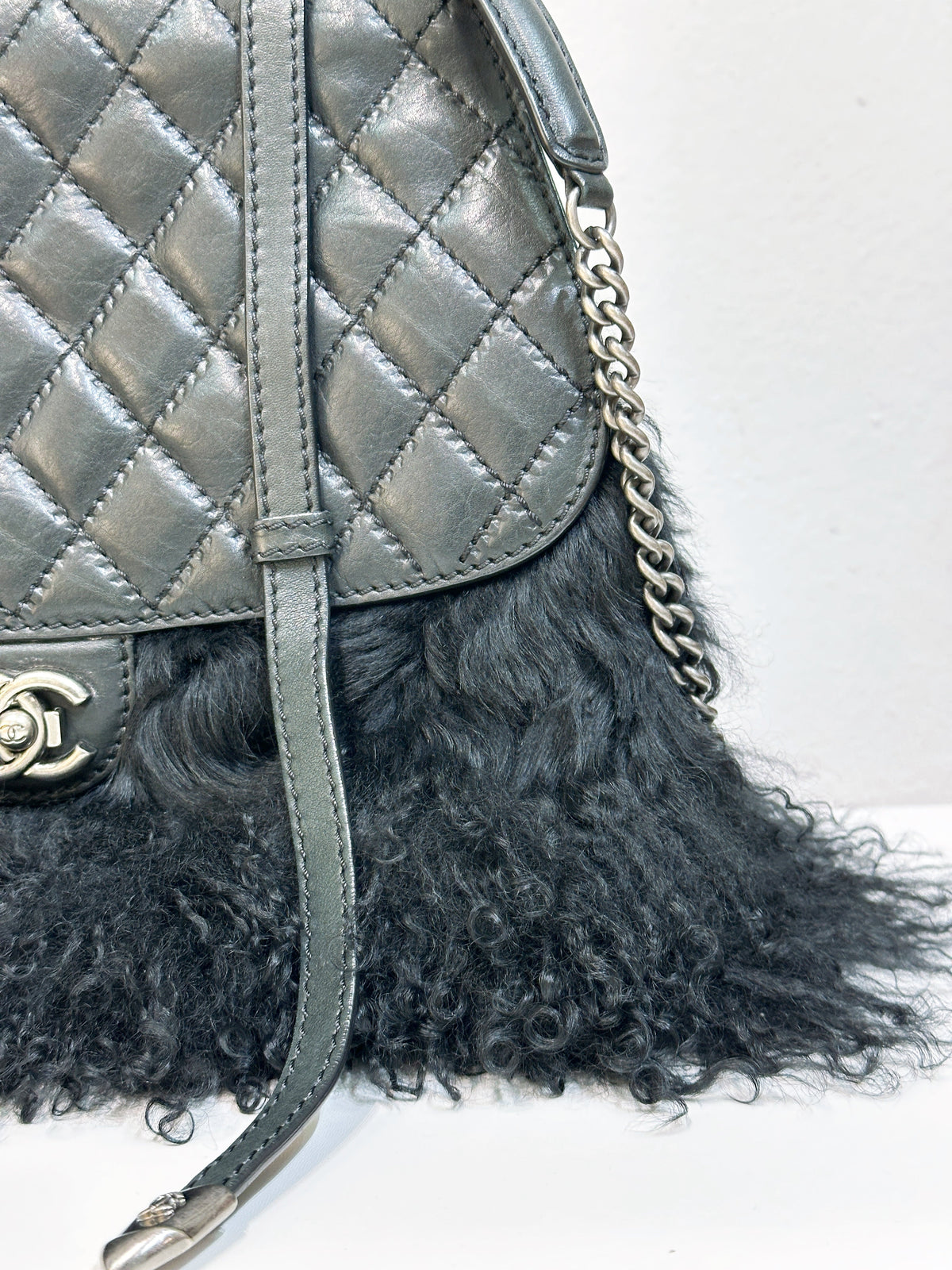 Chanel Paris-Dallas Double Flap Bag Quilted Calfskin and Fur Large