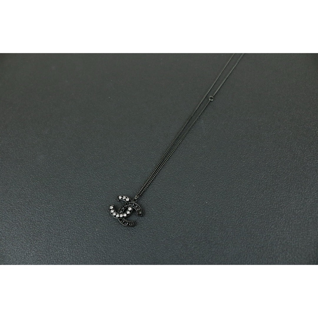 Very Good ( Rank A) ｜CHANEL COCO Mark  Black and White Rhinestone  Necklace Black｜F25022008