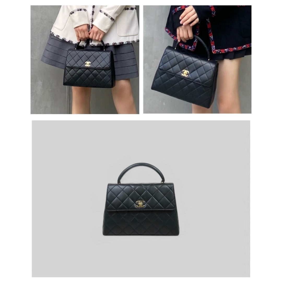 Very Good ( Rank A)｜CHANEL Lamb Skin COCO Hand bag Small Black  Made In 1997-1999 Year｜S25033006