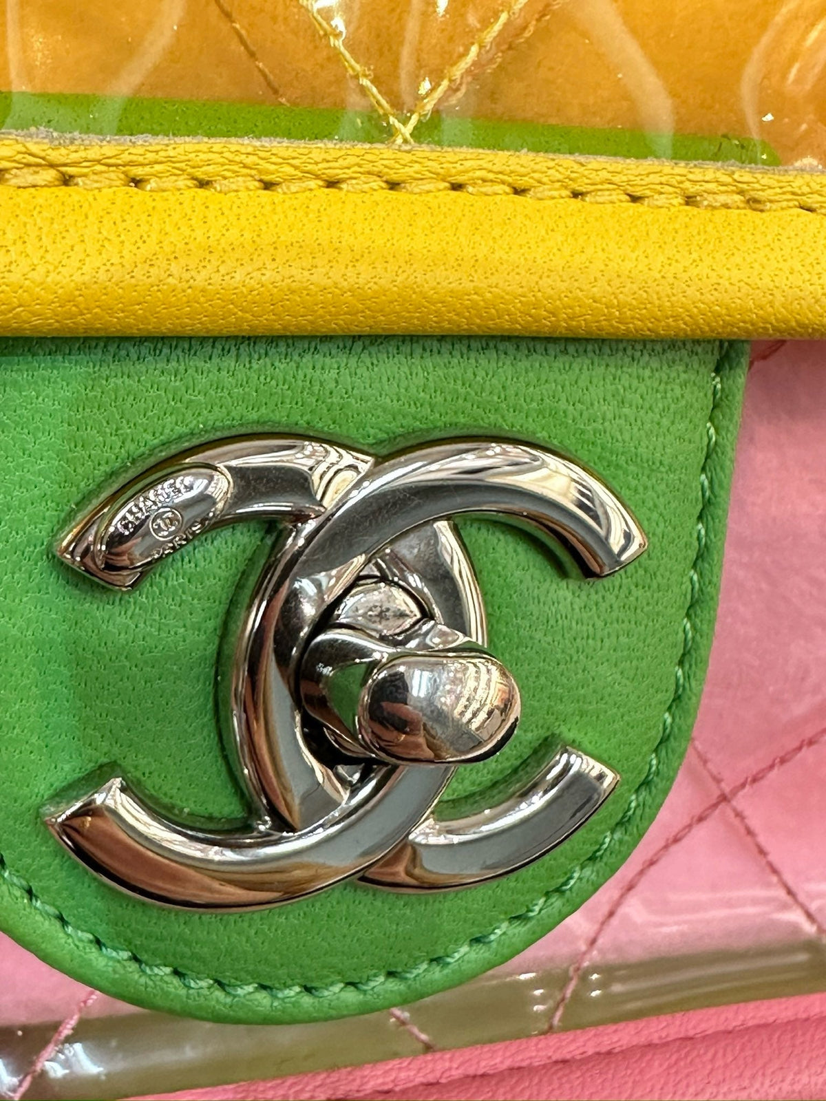 Chanel Medium Coco Splash PVC Flap Bag Yellow/Green/Pink SHW